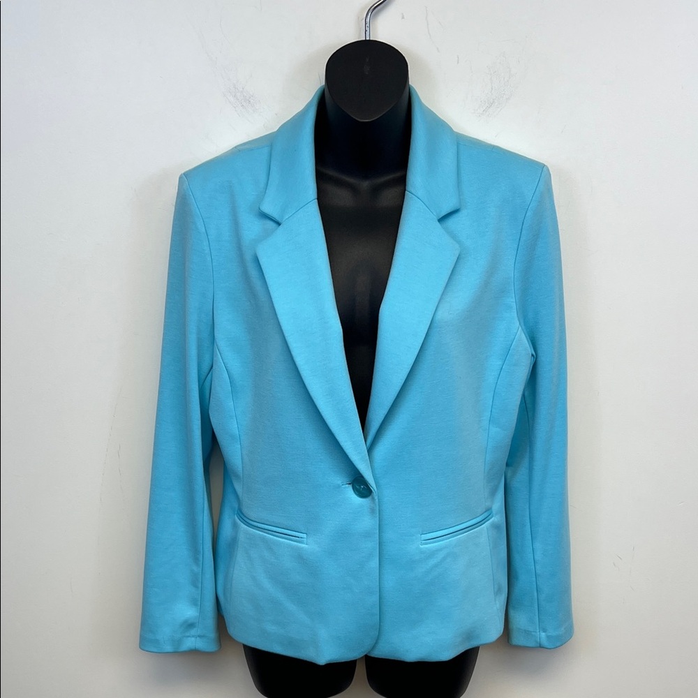Notations Petite Women's Stretchy Aqua/Ocean Blue Blazer / Jacket Size P Large